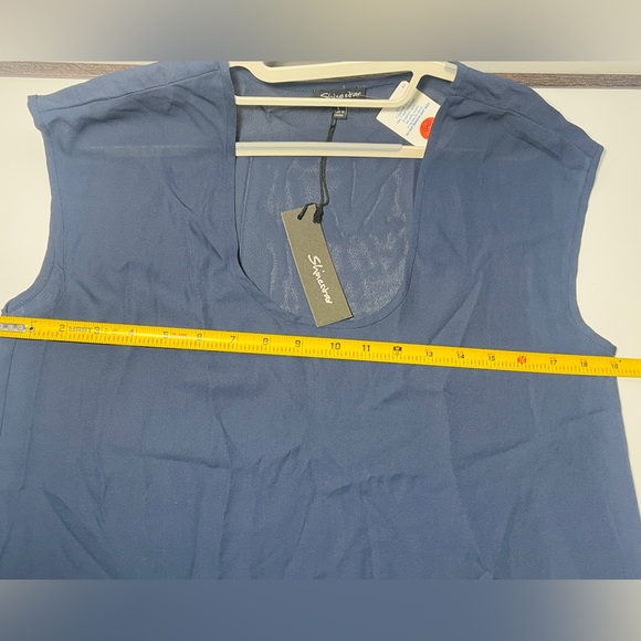 $$SOLD$$ Women’s Sheer Blouse Navy Blue color Women’s Top Size Large NWT - Picture 4 of 5